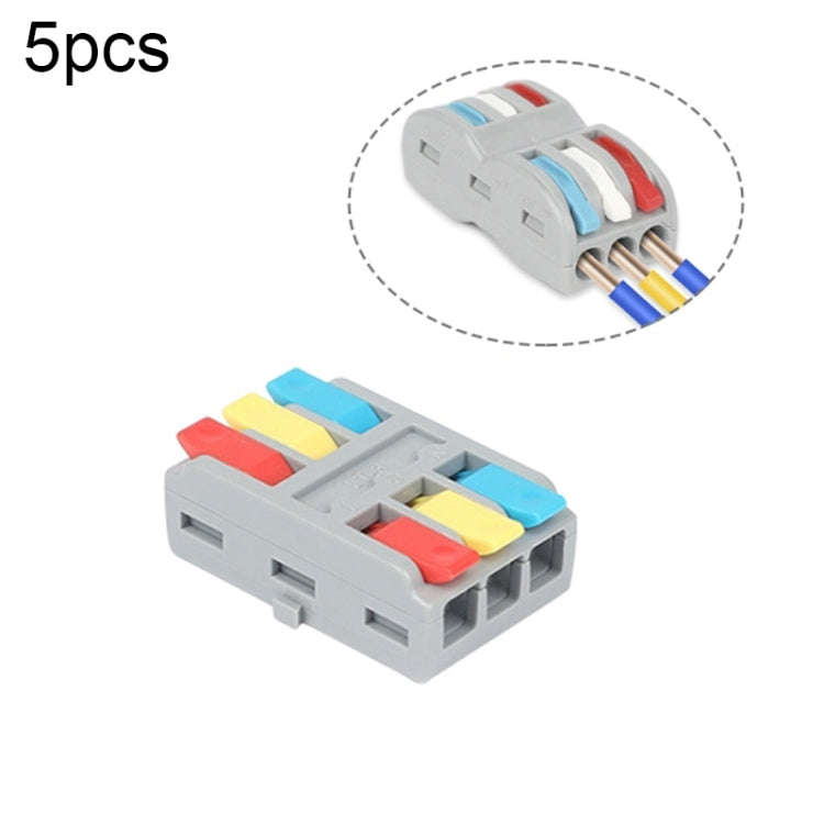 5pcs LT-3 3 In 3 Out Colorful Quick Line Terminal Multi-Function Dismantling Wire Connection Term...