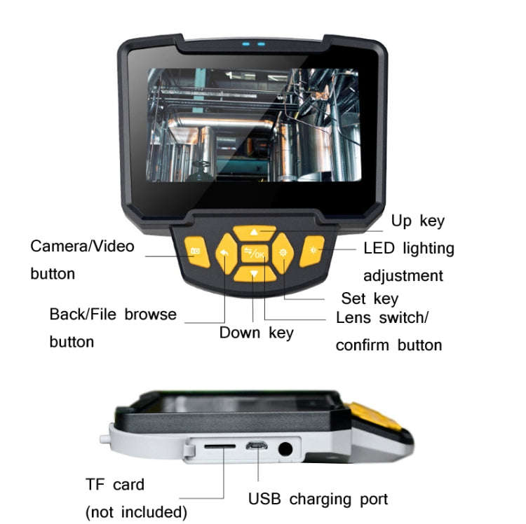 Industrial Dual-Lens Endoscope HD Handheld Screen Pipe Car Inspection Tool, Specification: Line L...