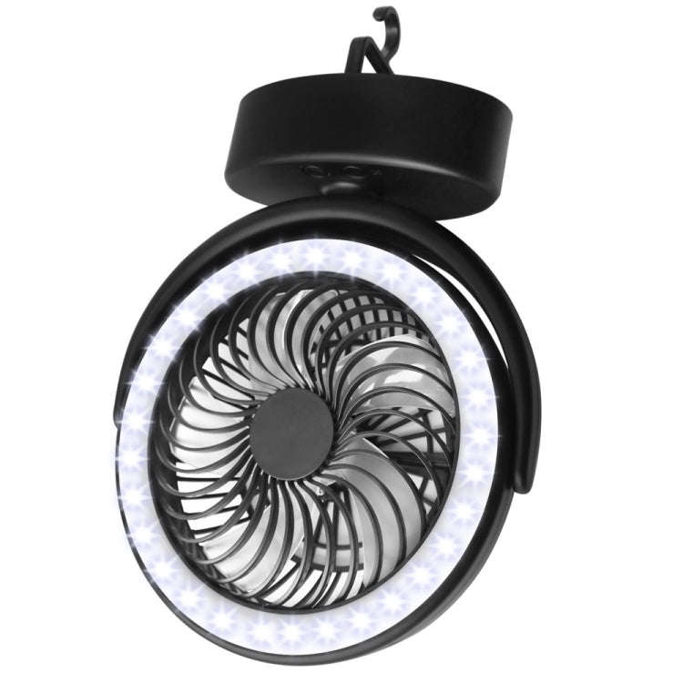 YQ-8004 USB Charging Outdoor Wild Camp Fan Multifunction Camping Tent LED Fan(Black)