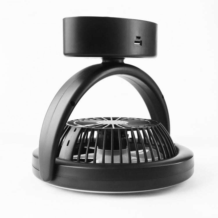 YQ-8004 USB Charging Outdoor Wild Camp Fan Multifunction Camping Tent LED Fan(Black)