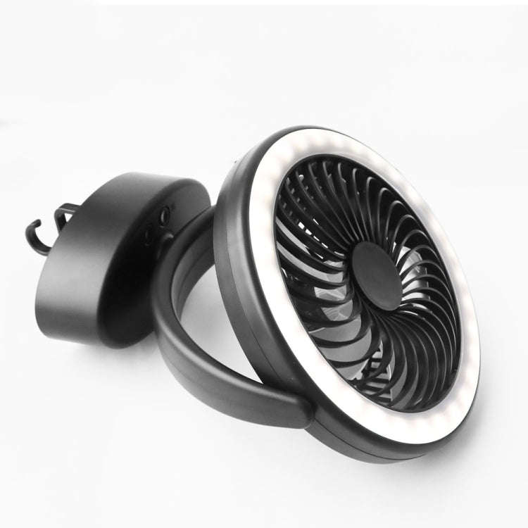 YQ-8004 USB Charging Outdoor Wild Camp Fan Multifunction Camping Tent LED Fan(Black)