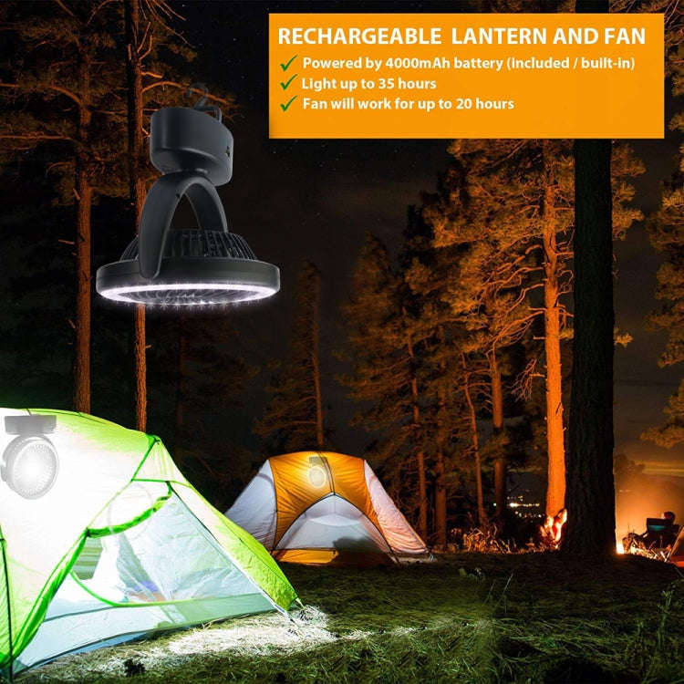 YQ-8004 USB Charging Outdoor Wild Camp Fan Multifunction Camping Tent LED Fan(Black)