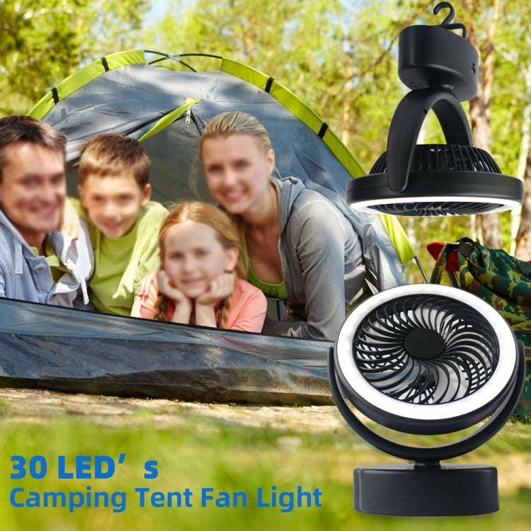YQ-8004 USB Charging Outdoor Wild Camp Fan Multifunction Camping Tent LED Fan(Black)