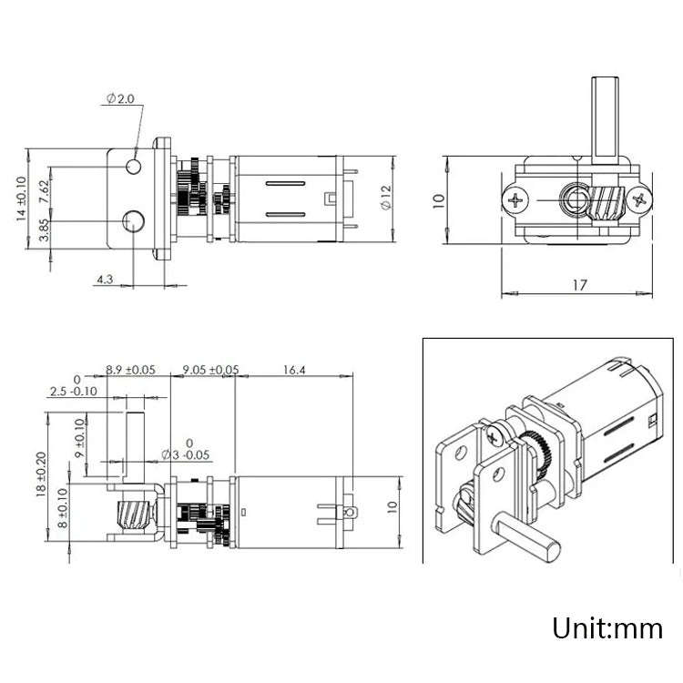 GW12N20 Worm Gear Low Speed Motor Ultra Mini Gear Power-Off Self-Locking Motor For Smart Car Robo...