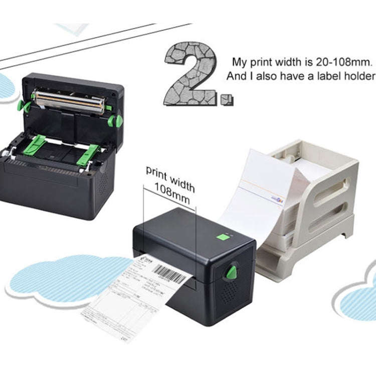 Xprinter XP-108B 4 Inch 108mm Label Printer Thermal Barcode Printer , Model: USB + Bluetooth Version