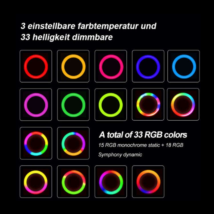 8W 6 inch RGB Ring Light Colorful Live Clips Fill Light Desktop Computer Video Conference Beauty ...