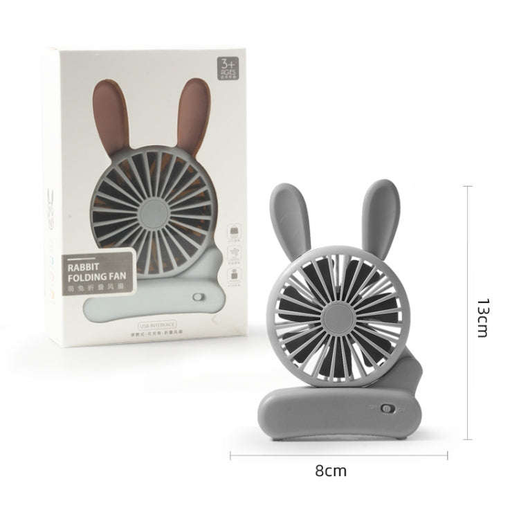 Cute Rabbit Foldable Fan USB Charging Color Matching Cartoon Portable Handheld Fan(Style 2)