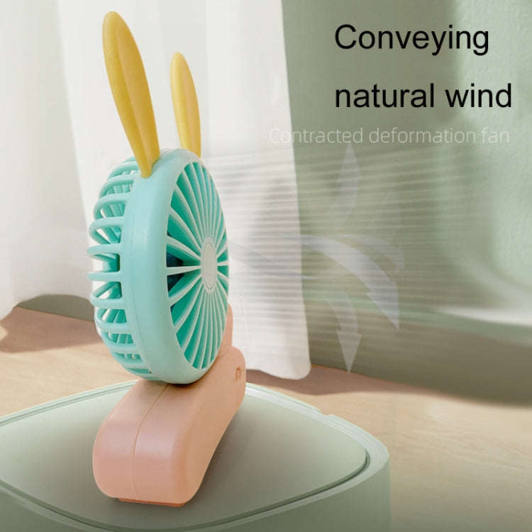 Cute Rabbit Foldable Fan USB Charging Color Matching Cartoon Portable Handheld Fan(Style 2)