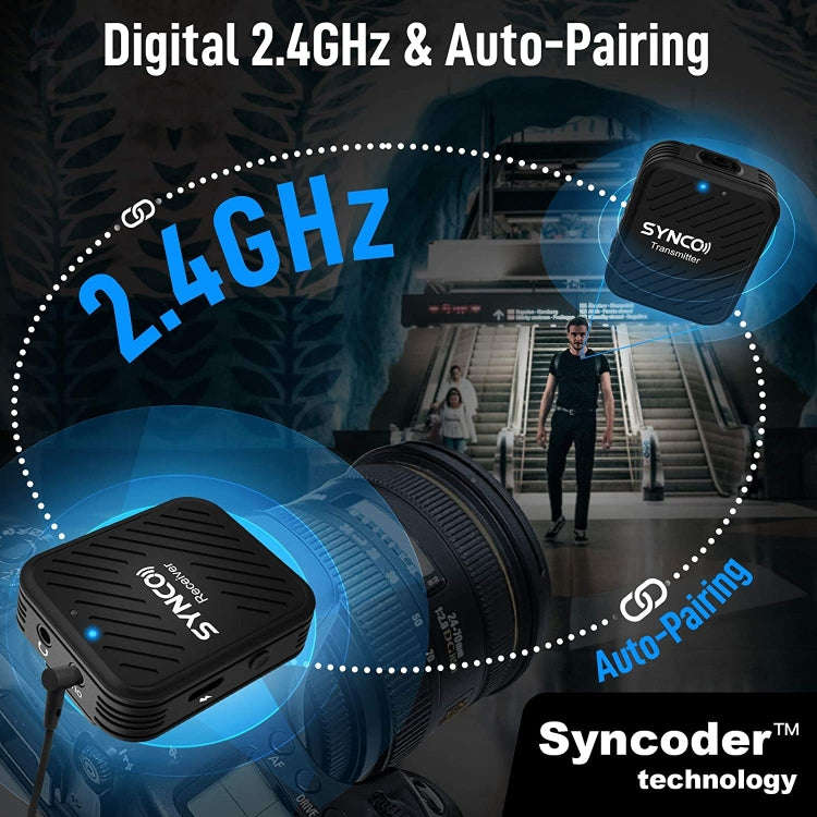 SYNCO Engragal  Wireless Microphone System 2.4GHz Interview Lavalier Lapel Mic Receiver Kit For P...