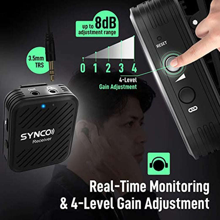 SYNCO Engragal  Wireless Microphone System 2.4GHz Interview Lavalier Lapel Mic Receiver Kit For P...