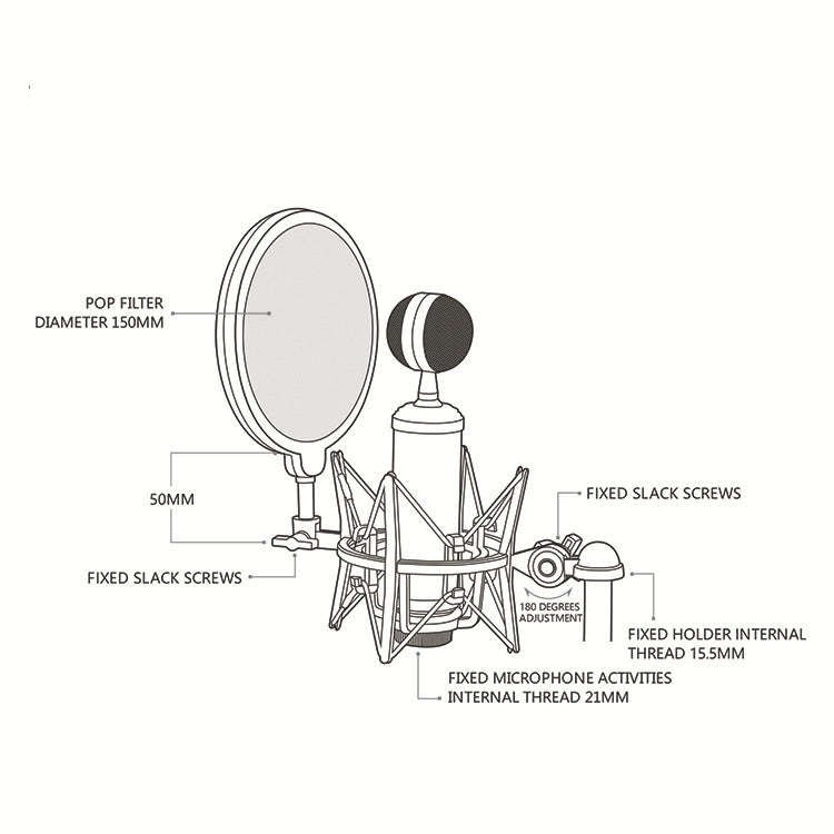 SH-101 Microphone Shockproof Bracket Condenser Microphone Blowout Cover Set(Black)