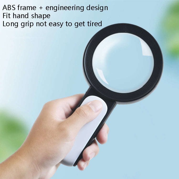 30 Times 18 LED Cool Warm Light HD Elderly Reading Repair Glass Magnifier(Gray White)