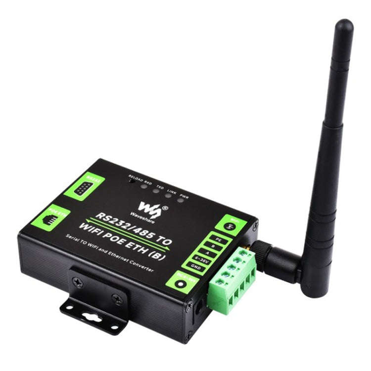 Waveshare Industrial Grade Serial Server RS232/485 to WiFi / Ethernet RJ45 Network Port with POE ...