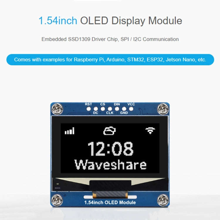 Waveshare 1.54 Inch OLED Display Module, 128×64 Resolution, SPI / I2C Communication(Blue)