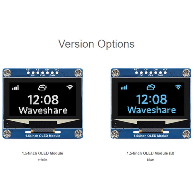 Waveshare 1.54 Inch OLED Display Module, 128×64 Resolution, SPI / I2C Communication(Blue)