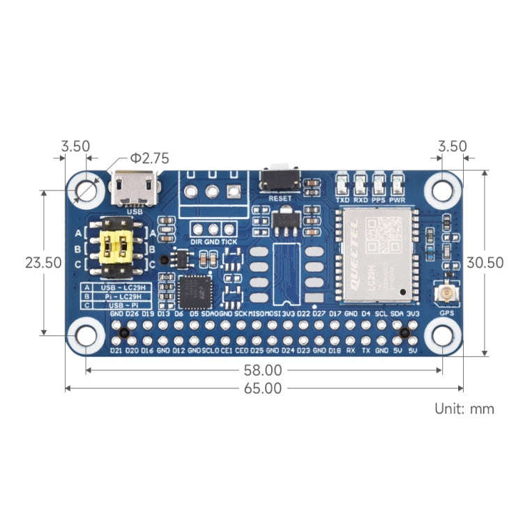 Waveshare For Raspberry Pi LC29H Series Dual-Band L1+L5 Positioning GPS Module, Spec: (DA) GPS/RT...