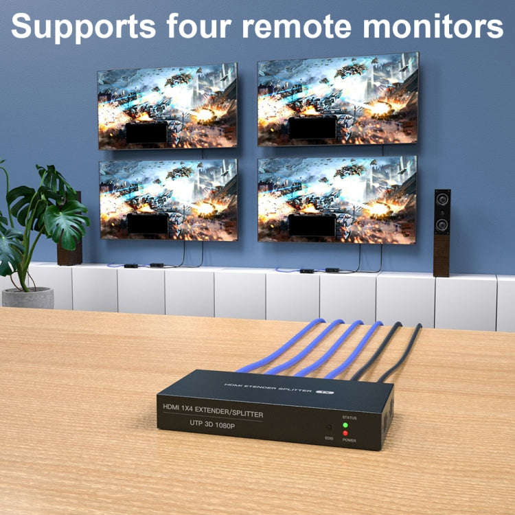 60m 1x4 HDMI Splitter POC Distribution Extender Supports 1080P@60Hz, Plug: AU Plug