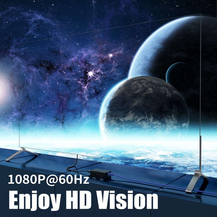 60m 1x4 HDMI Splitter POC Distribution Extender Supports 1080P@60Hz, Plug: UK Plug