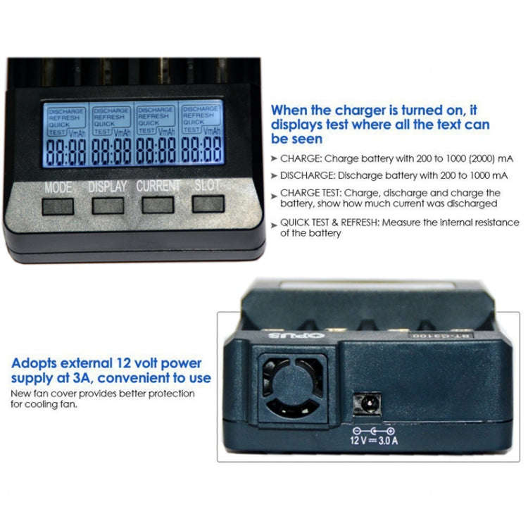 OPUS BT-C3100 Smart Smart Digital Intelligent 4-Slot Battery Charger(EU Plug)