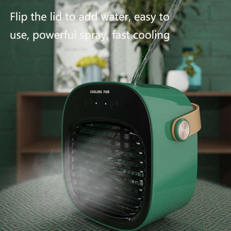 Household USB Portable Humidifying Spray Cooling Fan(Green)