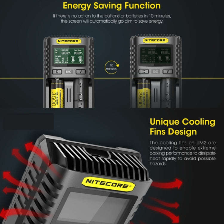 NITECORE Fast Lithium Battery Charger, US Plug, Model: UMS2