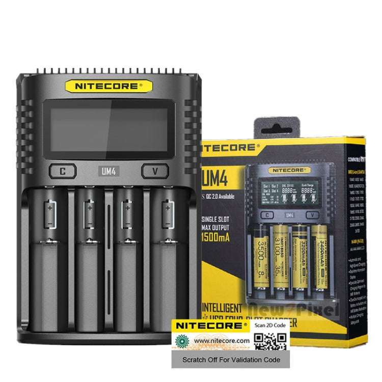 NITECORE Smart LCD Display Automatically Activates Repair USB 4-Slot Charger(UM4)