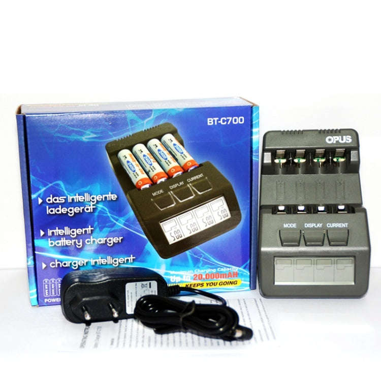OPUS Smart Battery Charger Multifunctional Measuring Internal Resistance Backlight Charger, EU Pl...