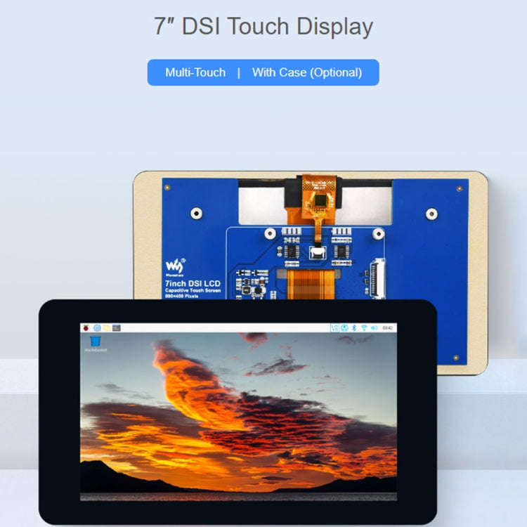 Waveshare 7 inch 800×480 IPS Capacitive Touch Display, DSI Interface, 5-Point Touch with Case