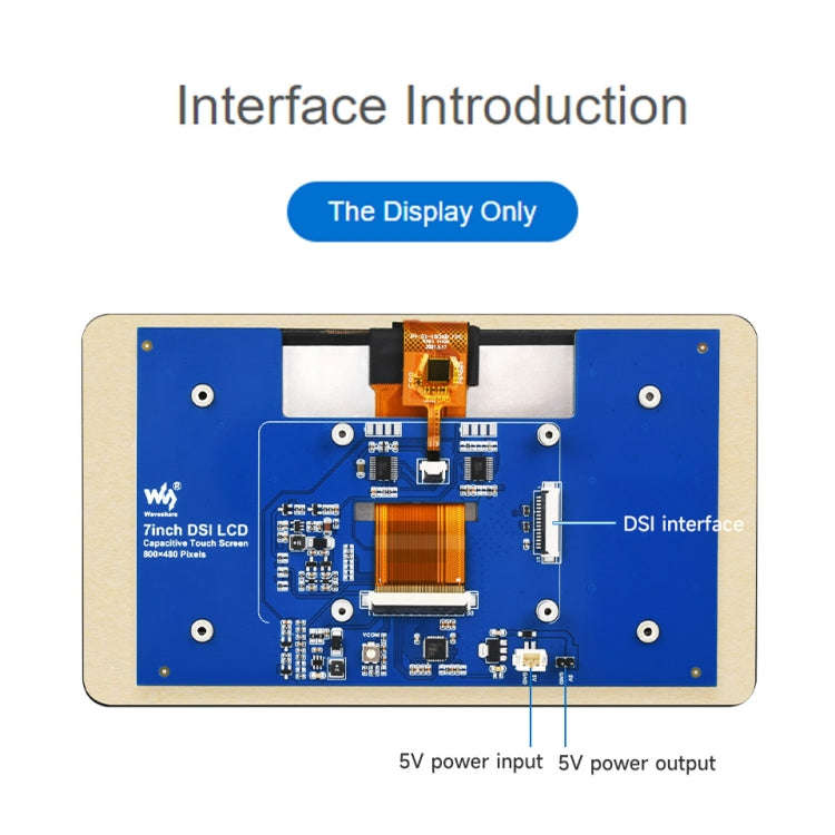 Waveshare 7 inch 800×480 IPS Capacitive Touch Display, DSI Interface, 5-Point Touch with Case