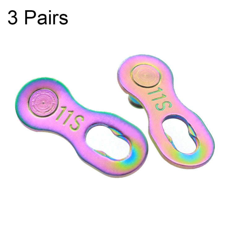 3 Pairs 11 Speed (Colorful) ZH405 Mountain Road Bicycle Chain Magic Buckle Chain Quick Release Bu...