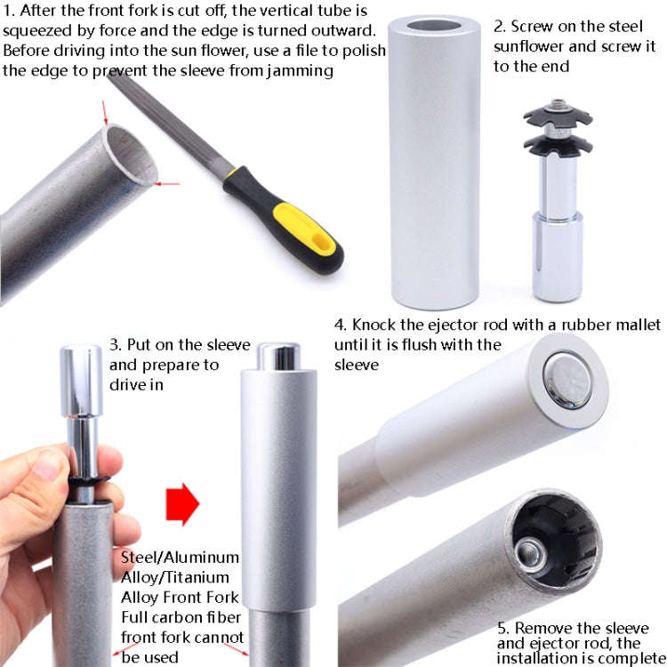 Mountain Road Bicycle Headset Installation Tool Steel Flower Core Installation Sleeve Tool(Sun Fl...