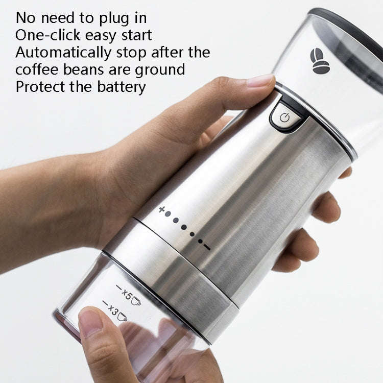 USB Rechargeable Coffee Machine Electric Coffee Grinder(Stainless Steel Color)
