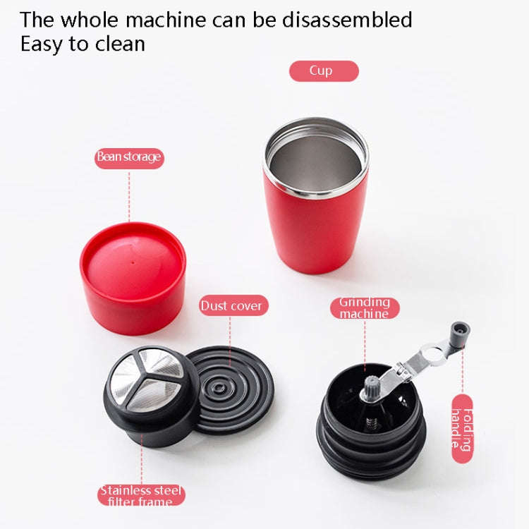 Portable Coffee Beans Grinder Home Hand-Cranked Coffee Machine Stainless Steel Grinder(Red)
