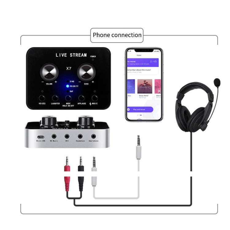 X7 Sound Card Voice Changer Mobile Phone And Computer Compatible With External Electronic Voice C...