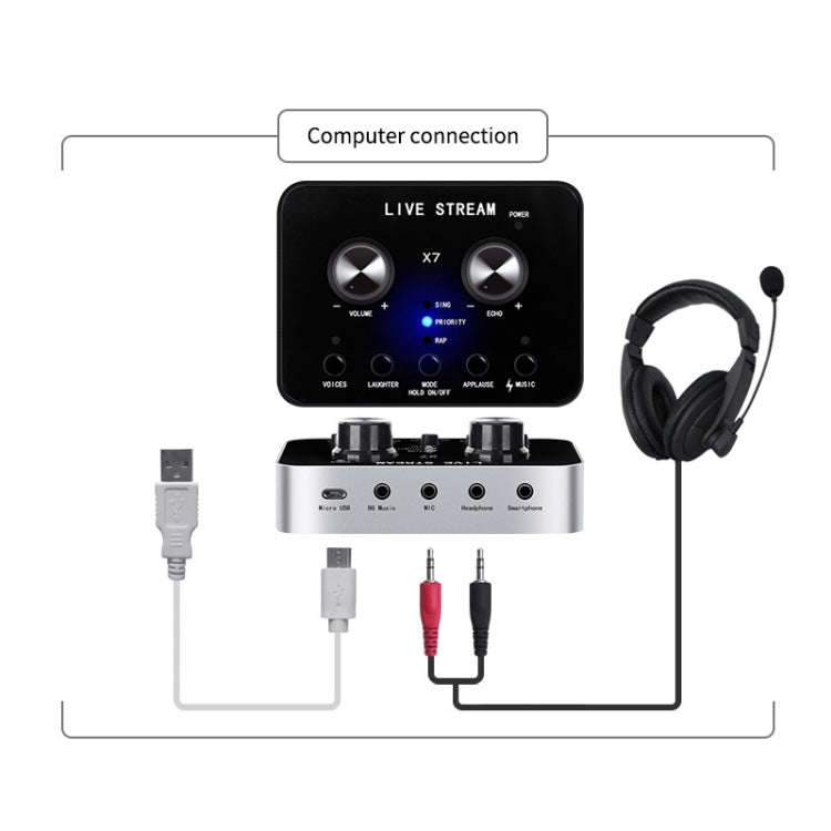 X7 Sound Card Voice Changer Mobile Phone And Computer Compatible With External Electronic Voice C...