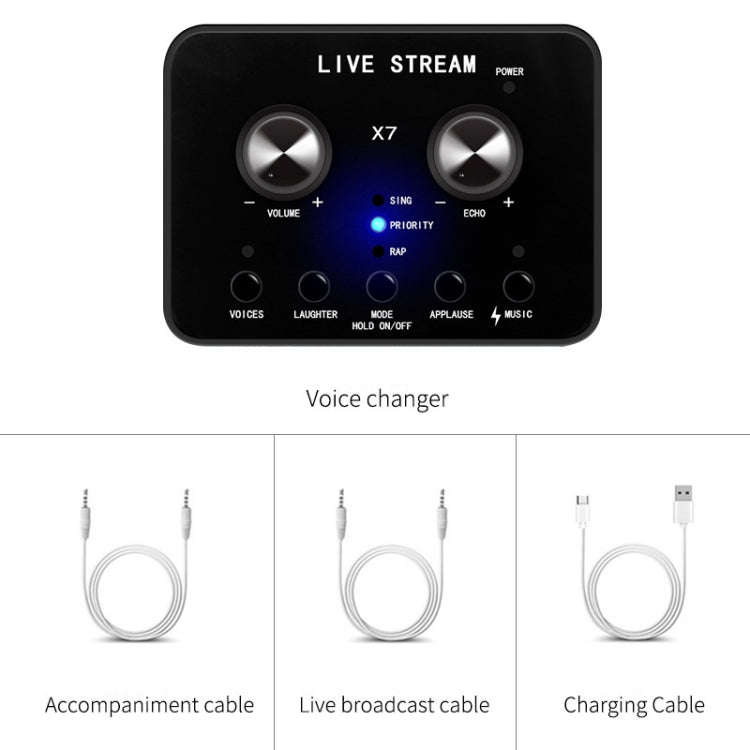 X7 Sound Card Voice Changer Mobile Phone And Computer Compatible With External Electronic Voice C...