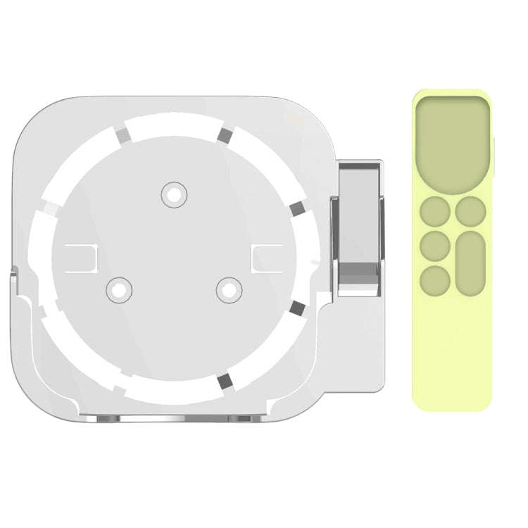 JV06T Set Top Box Bracket + Remote Control Protective Case Set for Apple TV(White + Fluorescent G...
