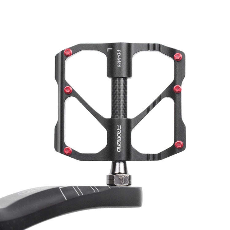 PD-M86C  1 Pair PROMEND Bicycle Road Bike Mountain Bike 3 Palin Carbon Fiber Bearing Pedal(Red)