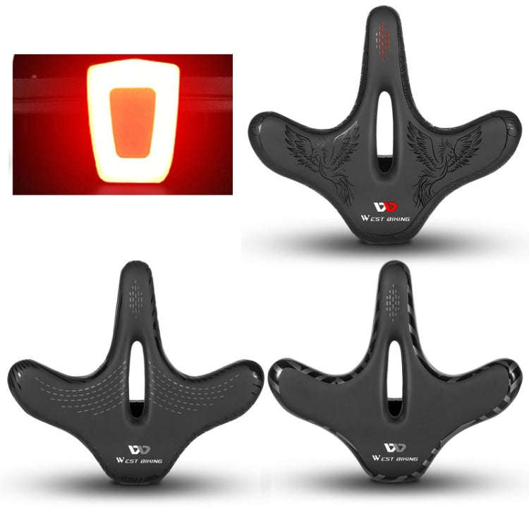 WEST BIKING YP1602797 Bicycle Hollow Seat Night Riding With Warning Tail Light Seat(Black Goose)