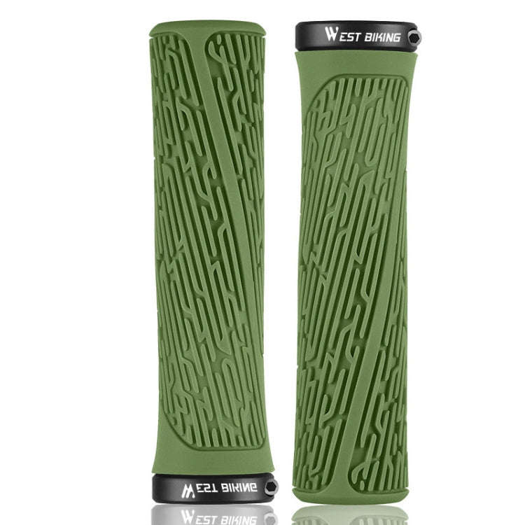 1 Pair WEST BIKING YP0804061 Bicycle Anti-Slip Shock Absorber Grip Mountain Bike Rubber Handlebar...