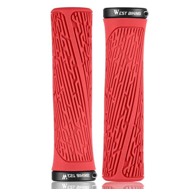 1 Pair WEST BIKING YP0804061 Bicycle Anti-Slip Shock Absorber Grip Mountain Bike Rubber Handlebar...