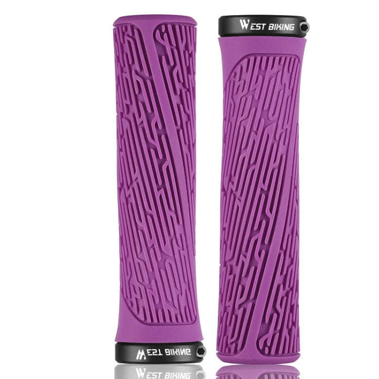 1 Pair WEST BIKING YP0804061 Bicycle Anti-Slip Shock Absorber Grip Mountain Bike Rubber Handlebar...