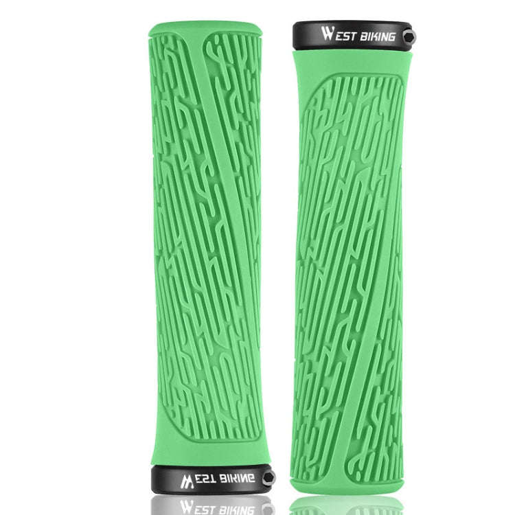 1 Pair WEST BIKING YP0804061 Bicycle Anti-Slip Shock Absorber Grip Mountain Bike Rubber Handlebar...