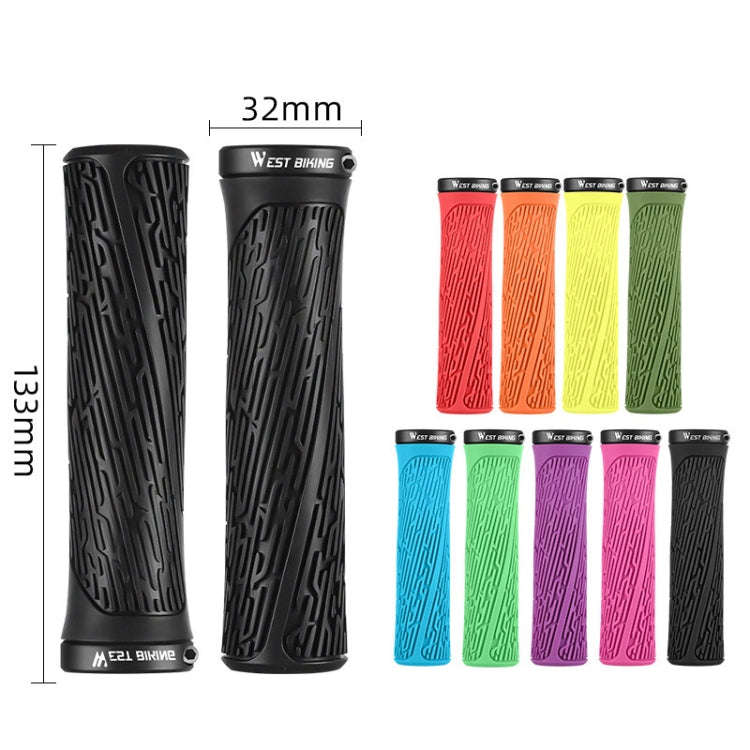 1 Pair WEST BIKING YP0804061 Bicycle Anti-Slip Shock Absorber Grip Mountain Bike Rubber Handlebar...