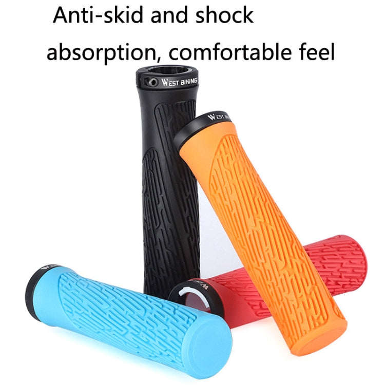 1 Pair WEST BIKING YP0804061 Bicycle Anti-Slip Shock Absorber Grip Mountain Bike Rubber Handlebar...