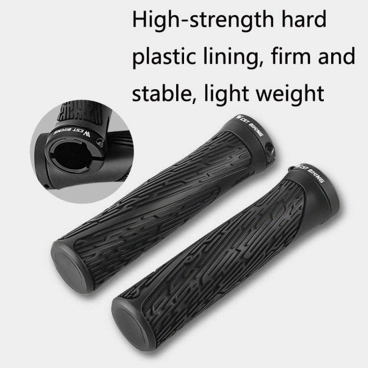 1 Pair WEST BIKING YP0804061 Bicycle Anti-Slip Shock Absorber Grip Mountain Bike Rubber Handlebar...