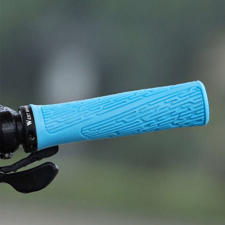 1 Pair WEST BIKING YP0804061 Bicycle Anti-Slip Shock Absorber Grip Mountain Bike Rubber Handlebar...