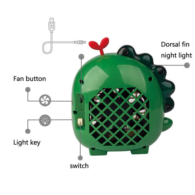 A9 Desktop Dinosaur Fan USB Mini Large Wind Fan(Green)