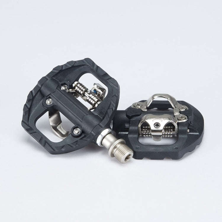 Bicycle Self-Locking Pedals Mountain Bike Locks Flat Pedals Dual-Purpose SPD Lock Pedals(Black)