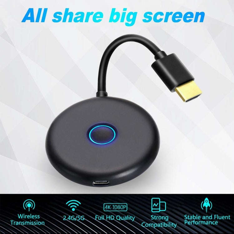 E89BK 2.4GHz / 5GHz WiFi Wireless Display Dongle Receiver Horizontal And Vertical Screen Streamin...